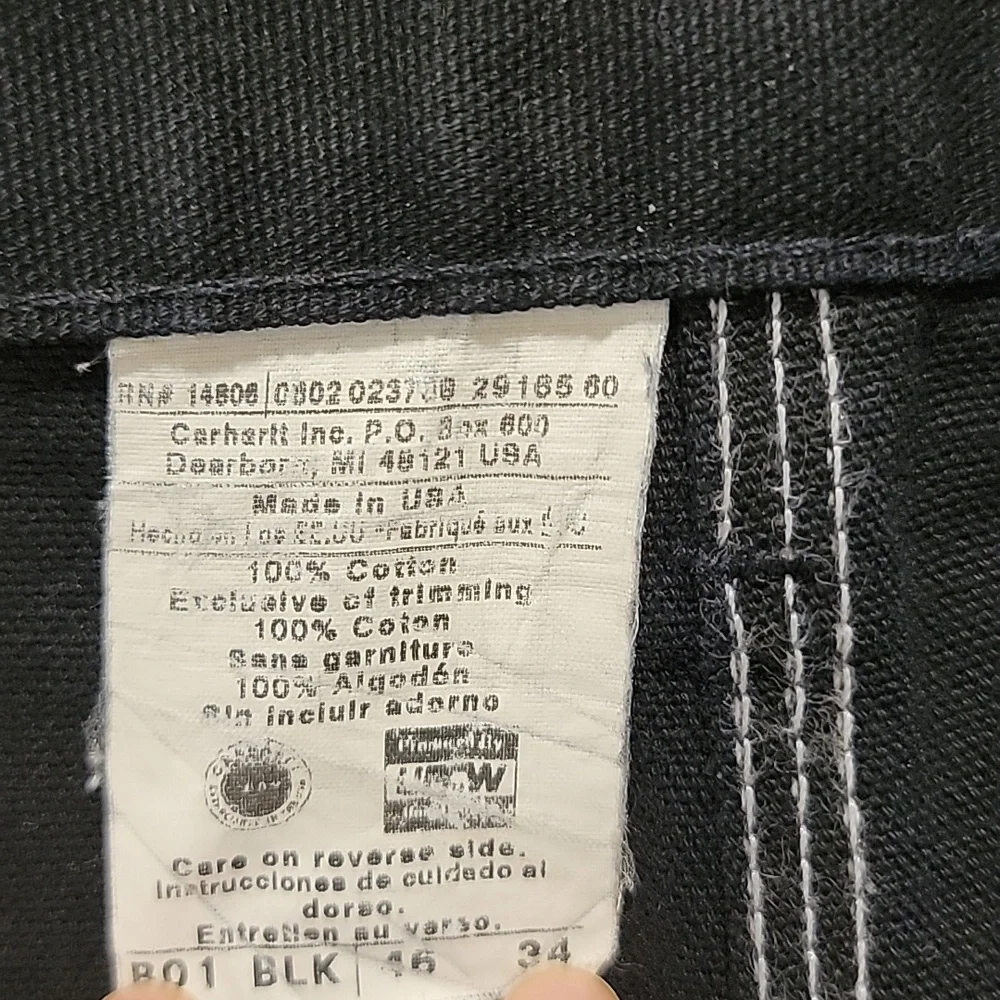 Carhartt Double Knee B01-BLK Original Fit Union Made Vintage Pants Size 46x34 - Picture 2 of 10